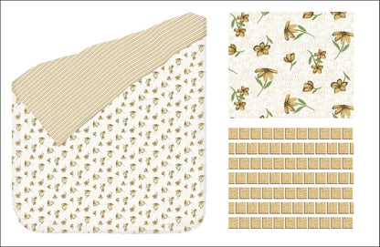 Flower & Bricks Pattern 100% Cotton Reversible AC Dohar | Double Bed | Yellow