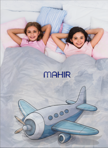 Blue Kids Aeroplane Theme Blanket