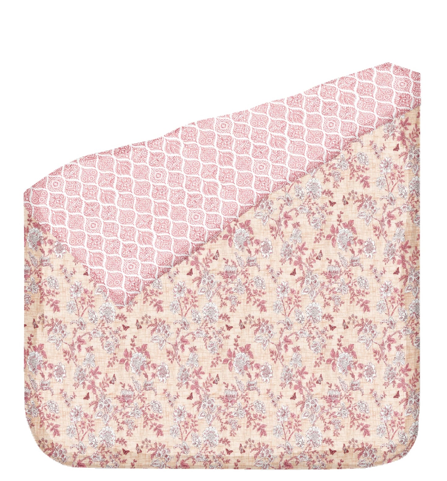 Pastel Flower & Sketch Pattern 100% Cotton Reversible AC Dohar | Single Bed