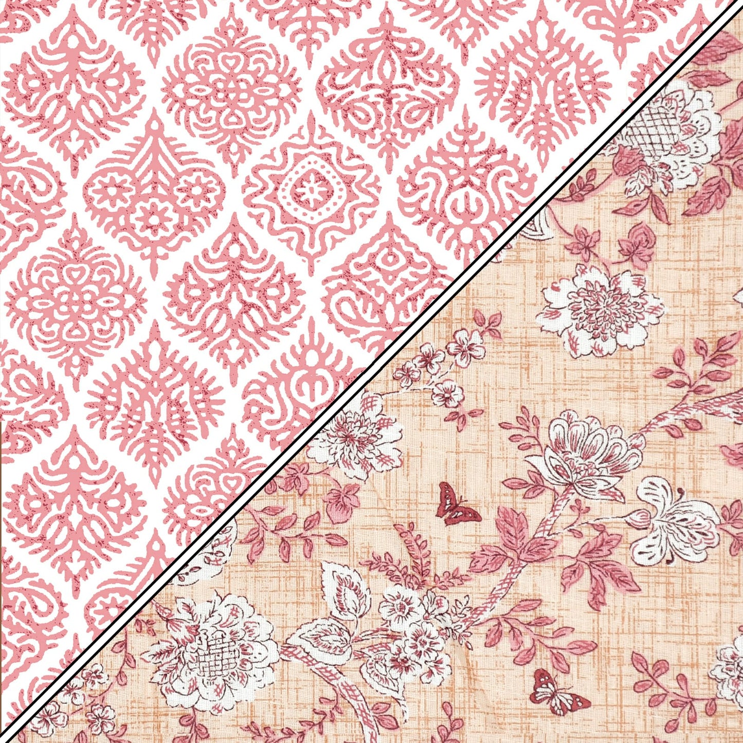 Pastel Flower & Sketch Pattern 100% Cotton Reversible AC Dohar | Single Bed