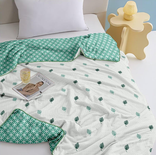 Geometry Leaves Print 100% Cotton Reversible AC Dohar