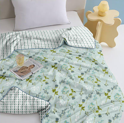 Garden Leaves Print 100% Cotton Reversible AC Dohar