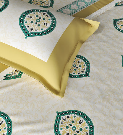 Jaipuri Print White & Blue | 210 TC | King Bedsheet