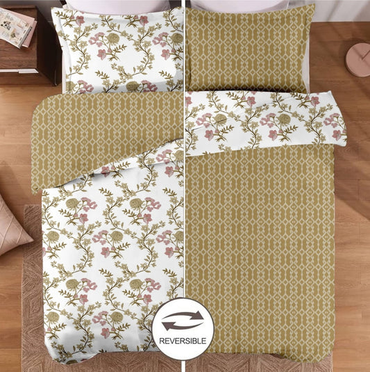 Dusty Flower Print 100% Cotton Reversible AC Dohar
