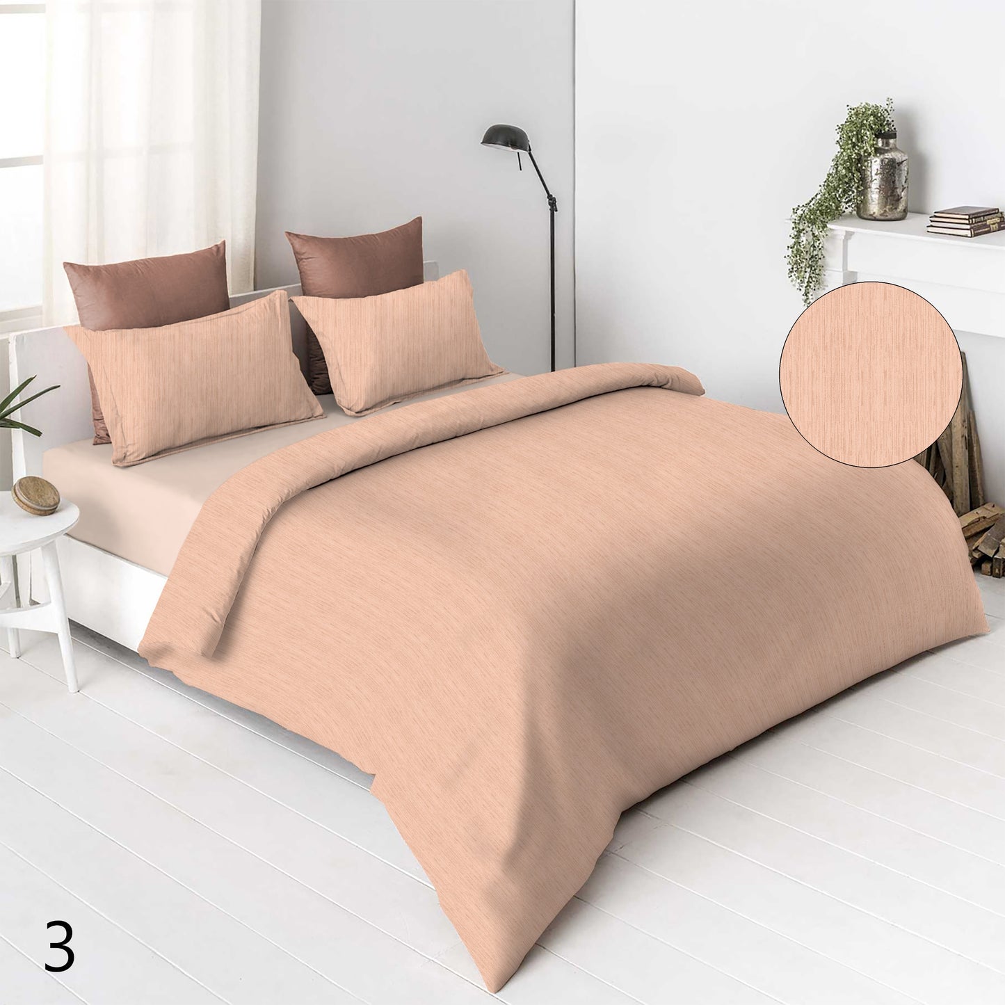 Peach Texture Solid Premium 100% Cotton King Size Bedsheet