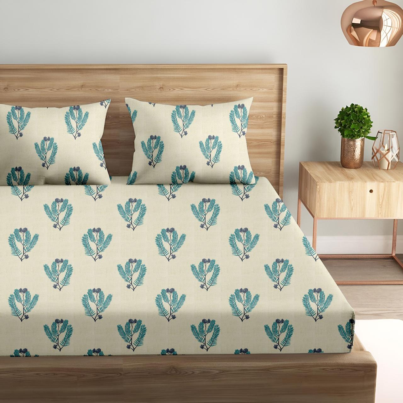 Beautiful Leaves Beast | 186 TC | King Size Bedsheet
