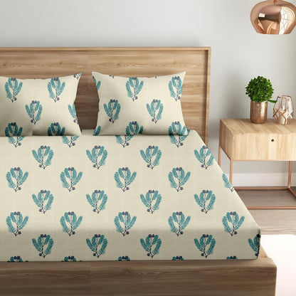 Beautiful Leaves Beast | 186 TC | King Size Bedsheet