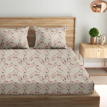 Coffee Leaves Print | 186 TC | Queen size
