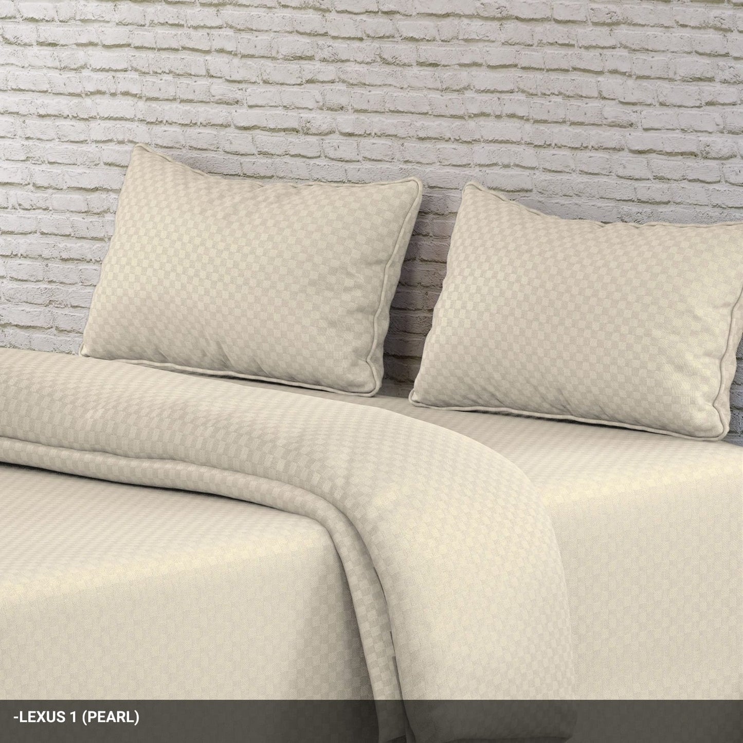 Ivory Checks Solid Premium 100% Cotton King Size Bedsheet