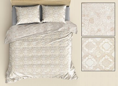 Elegant Reversible Cream & White 100% Cotton King Size Bedsheet.